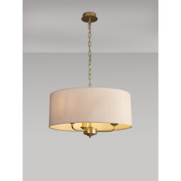 Banyan 3 Light Multi Arm Pendant With 50cm x 20cm Dual Faux Silk Fabric Shade Champagne Gold/Nude Beige - thumbnail 2