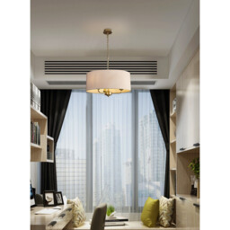 Banyan 3 Light Multi Arm Pendant With 50cm x 20cm Dual Faux Silk Fabric Shade Champagne Gold/Nude Beige - thumbnail 5