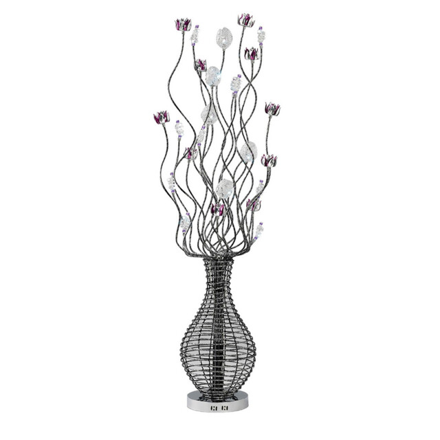 (DH) Viola Floor Lamp 7 Light G4 Black/Purple/Chrome/Crystal, NOT LED/CFL Compatible - image 1