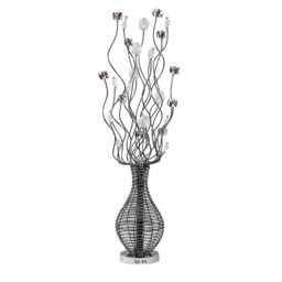 (DH) Viola Floor Lamp 7 Light G4 Black/Purple/Chrome/Crystal, NOT LED/CFL Compatible