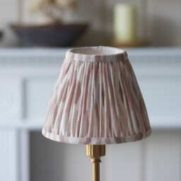 Burley Rechargeable Brushed Aged Brass Plate Table Lamp with Neutral Print Fabric Ikat Shade 16cm Integrated LED - thumbnail 5