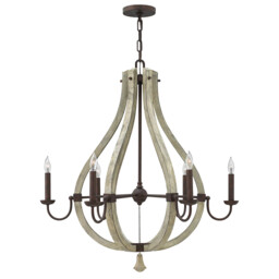 Middlefield 6 Light Chandelier Iron Rust Finish, E14 - thumbnail 1