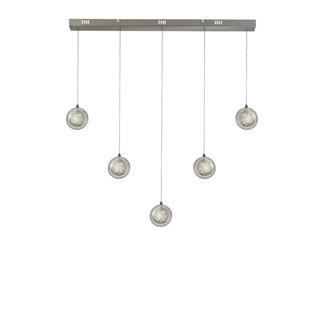 Quartz 5 Light Bar Pendant, Bubble Glass, Detailed Rim 4000K - image 1