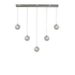 Quartz 5 Light Bar Pendant, Bubble Glass, Detailed Rim 4000K - thumbnail 1