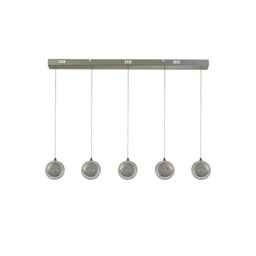 Quartz 5 Light Bar Pendant, Bubble Glass, Detailed Rim 4000K - thumbnail 2