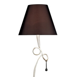 Paola Floor Lamp 1 Light E27, Silver Painted With Black Shade & Black Glass Droplets - thumbnail 5