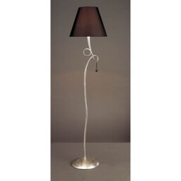 Paola Floor Lamp 1 Light E27, Silver Painted With Black Shade & Black Glass Droplets - thumbnail 2