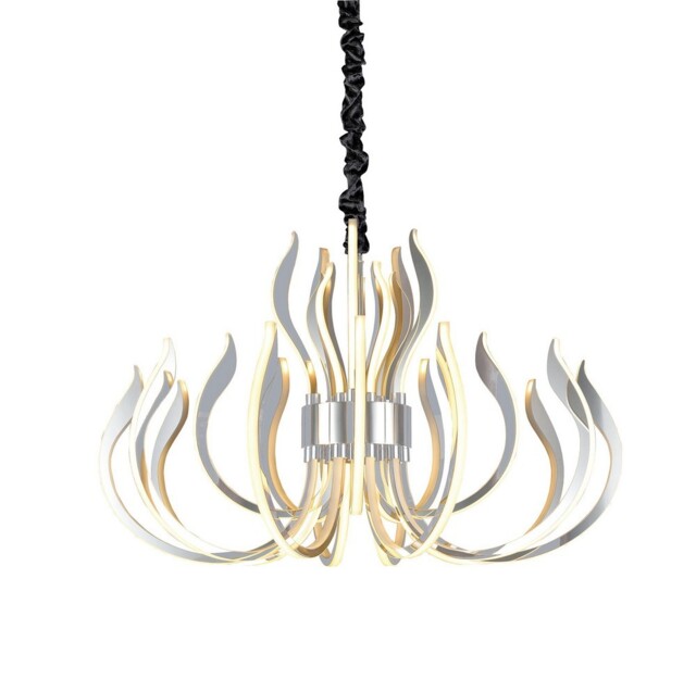 Versailles Ceiling Pendant LED Light 256W, 12339lm, 3000K Polished Chrome, White Acrylic - image 1