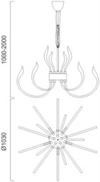 Versailles Ceiling Pendant LED Light 256W, 12339lm, 3000K Polished Chrome, White Acrylic - thumbnail 2