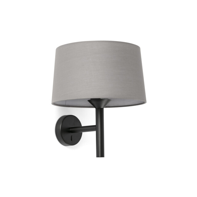 Windsor Wall Lamp with Shade Black, Grey 1x E27 - image 1
