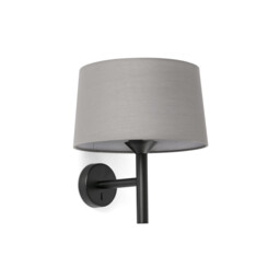 Windsor Wall Lamp with Shade Black, Grey 1x E27 - thumbnail 1