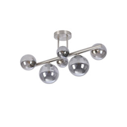 Marshall Semi Flush Ceiling Lamp, 6 Light G9, Satin Nickel, Smoke Plated Glass - thumbnail 5