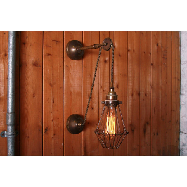 Apoch Wall Light, Antique Brass, Bronze Cage - image 1
