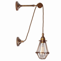 Apoch Wall Light, Antique Brass, Bronze Cage - thumbnail 2