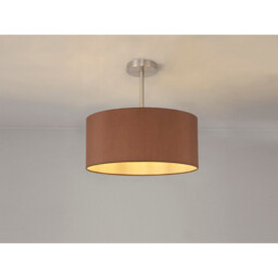 Baymont Satin Nickel E27 Semi Flush With 40cm x 18cm Dual Faux Silk Shade, Raw Cocoa/Grecian Bronze - thumbnail 2