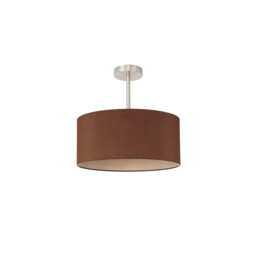 Baymont Satin Nickel E27 Semi Flush With 40cm x 18cm Dual Faux Silk Shade, Raw Cocoa/Grecian Bronze - thumbnail 5