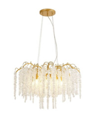 Wisteria Round Pendant, 9 Light E14, French Gold / Crystal Item Weight: 19.7kg - thumbnail 1