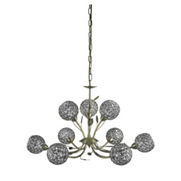 Bellis 9 Light Multi Arm Ceiling Pendant Flower DesignAntique Brass, Glass Nine, G9 - thumbnail 2