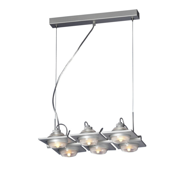 (0040 002) Ull Rectangular Pendant 6 Light G9 Silver Grey - image 1