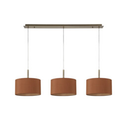Baymont Antique Brass 3 Light E27 Linear Pendant With 30cm x 17cm Dual Faux Silk Shade, Raw Cocoa/Grecian Bronze - thumbnail 5