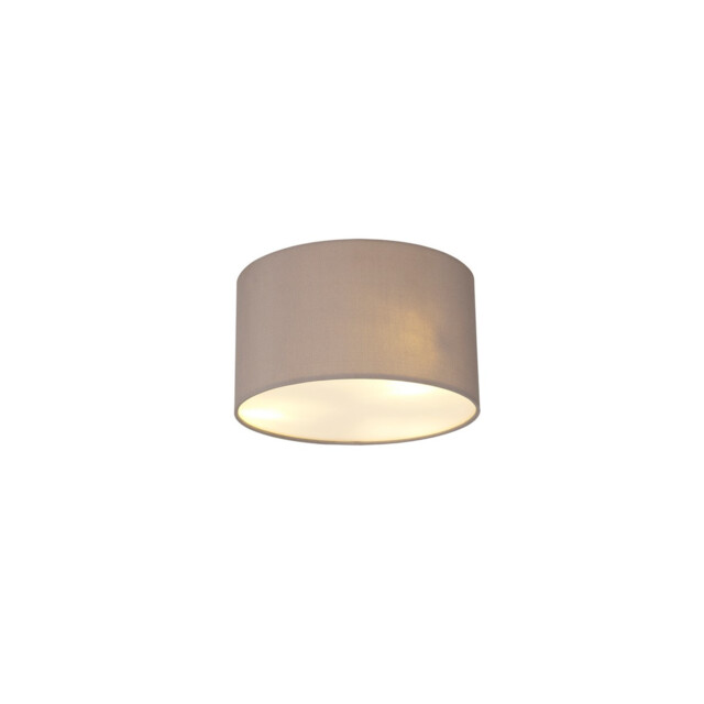 Baymont White 3 Light E27 Flush With 30cm x 17cm Faux Silk Shade, Grey/White Laminate & Frosted Acrylic Diffuser - image 1