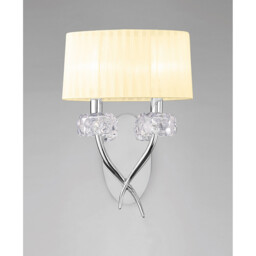 Loewe Wall Lamp Switched 2 Light E14, Polished Chrome With Cream Shade - thumbnail 2