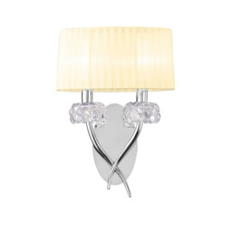 Loewe Wall Lamp Switched 2 Light E14, Polished Chrome With Cream Shade - thumbnail 1