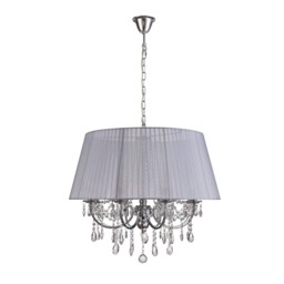 Olivia Pendant With Grey Shade 8 Light E14 Polished Chrome/Crystal - thumbnail 3