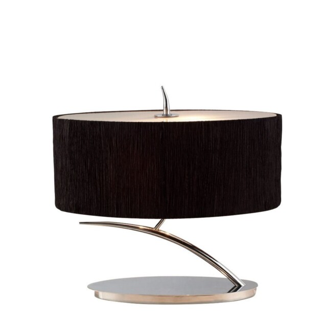 Eve Table Lamp 2 Light E27 Small, Polished Chrome with Black Oval Shade - image 1