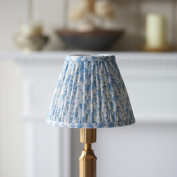 Trobridge Rechargeable Brushed Aged Brass Plate Table Lamp with Shell Bay Blue Fabric Leaf Shade 16cm Integrated LED - thumbnail 5