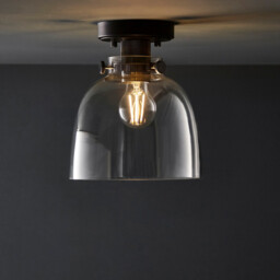 Alessandria Bowl Semi Flush Ceiling Light Smokey Grey Tinted Glass, Black Chrome Plate - thumbnail 5