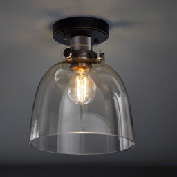 Alessandria Bowl Semi Flush Ceiling Light Smokey Grey Tinted Glass, Black Chrome Plate - thumbnail 2