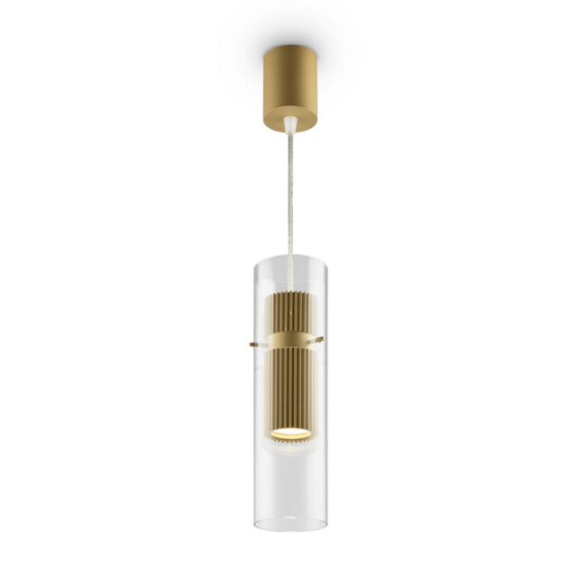 Dynamics Modern Slim Pendant Ceiling Light Gold 1xGU10 Glass Shade