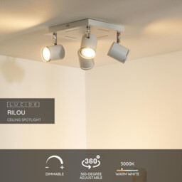 Rilou Modern Ceiling Spotlight - LED Dim. - GU10 - 4x5W 3000K - White - thumbnail 2