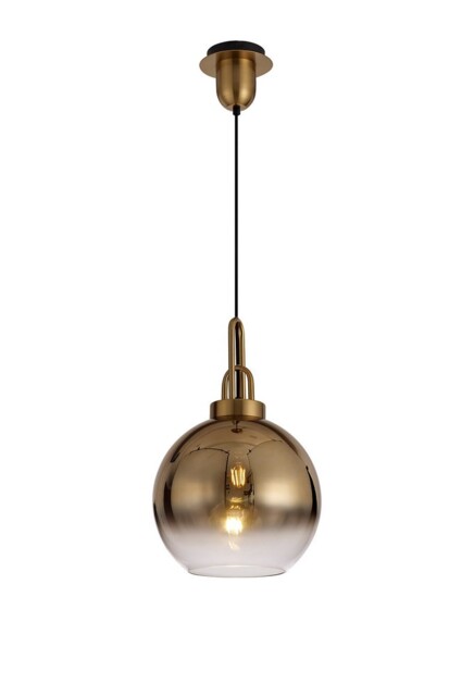 Yorktown Dome Ceiling Pendant E27 With 30cm Globe Glass, Brass Gold, Matt Black, Clear - image 1