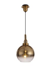 Yorktown Dome Ceiling Pendant E27 With 30cm Globe Glass, Brass Gold, Matt Black, Clear - thumbnail 1