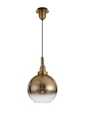 Yorktown Dome Ceiling Pendant E27 With 30cm Globe Glass, Brass Gold, Matt Black, Clear - thumbnail 3