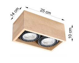 Quatro Rectangle Twin Surface Mounted Downlights Flush Light Natural Wood GU10 - thumbnail 5