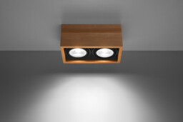 Quatro Rectangle Twin Surface Mounted Downlights Flush Light Natural Wood GU10 - thumbnail 3