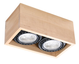 Quatro Rectangle Twin Surface Mounted Downlights Flush Light Natural Wood GU10 - thumbnail 1