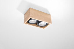 Quatro Rectangle Twin Surface Mounted Downlights Flush Light Natural Wood GU10 - thumbnail 2