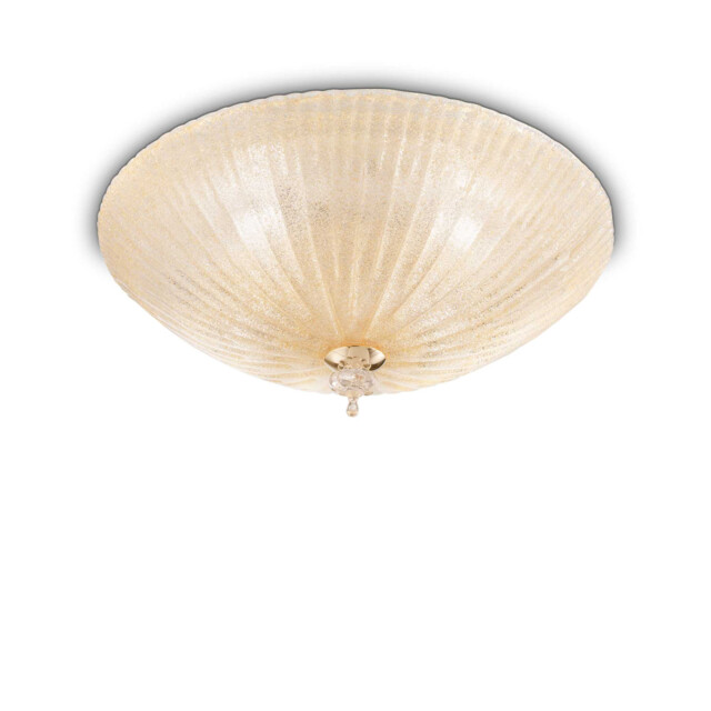 Shell 6 Light Indoor Wall / Ceiling Light Gold with Amber Glass, E27