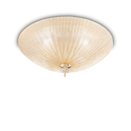 Shell  6 Light Indoor Wall / Ceiling Light Gold with Amber Glass, E27