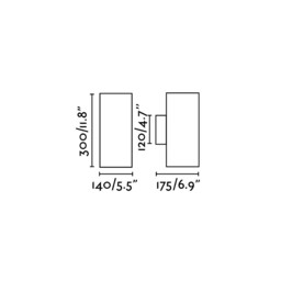 Thon LED Up Down Wall Light Grey 2x 20W 3000K - thumbnail 3