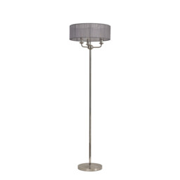 Banyan 3 Light Switched Floor Lamp With 45cm x 15cm Grey Organza Shade Polished Nickel/Grey - thumbnail 5