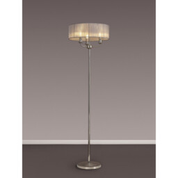 Banyan 3 Light Switched Floor Lamp With 45cm x 15cm Grey Organza Shade Polished Nickel/Grey - thumbnail 2