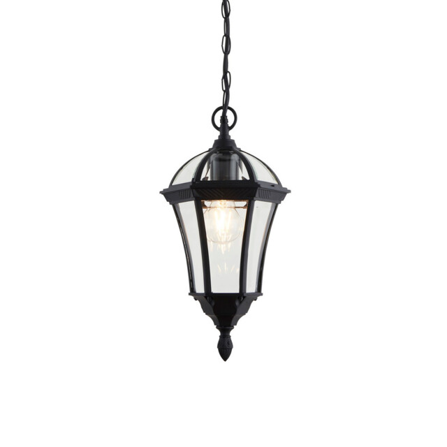 Drayton 1 Light Outdoor Ceiling Lantern Pendant Light Black IP44, E27 - image 1