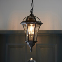 Drayton 1 Light Outdoor Ceiling Lantern Pendant Light Black IP44, E27 - thumbnail 3