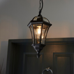 Drayton 1 Light Outdoor Ceiling Lantern Pendant Light Black IP44, E27 - thumbnail 5