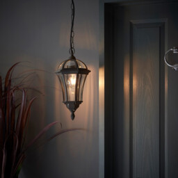 Drayton 1 Light Outdoor Ceiling Lantern Pendant Light Black IP44, E27 - thumbnail 2